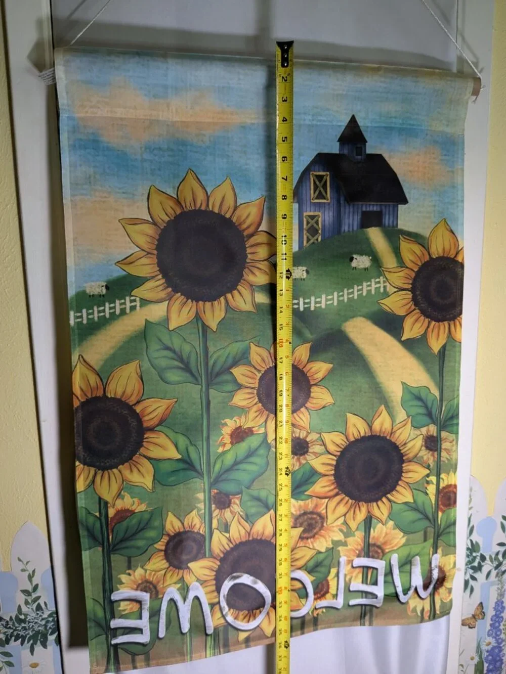 Autumn Barn & Sunflowers Country Welcome House Flag 36